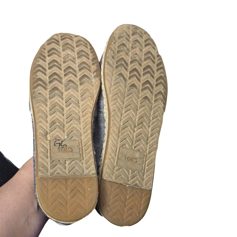 TOMS Blue Chambray Linen Espadrille‎ Slip On Flats Womens 8 10013365 Alpargata